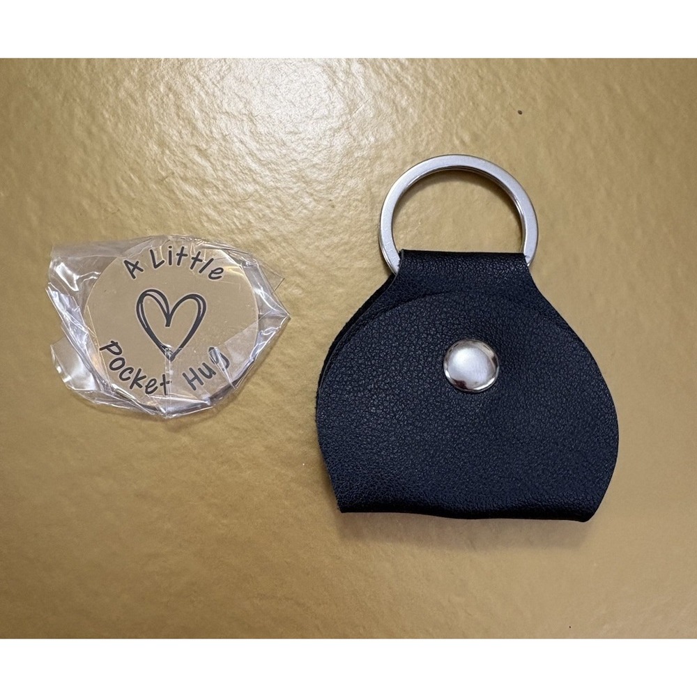 A Little Pocket Hug Coin Keychain Fob Key Ring Silver Tone NEW